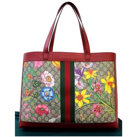 gucci floral tote large|genuine Gucci tote bags.